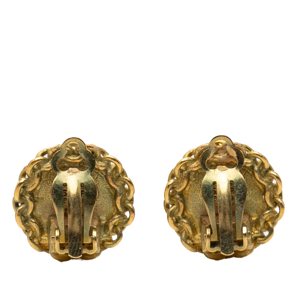 Pre-Loved Chanel CC Gold Plated Round Clip On Earrings - Picture 2 of 3